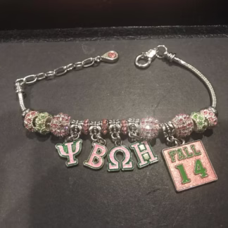 8" Pink & Green chapter initiate charm bracelet.