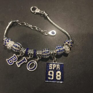 8" Blue & White chapter initiate charm bracelet.